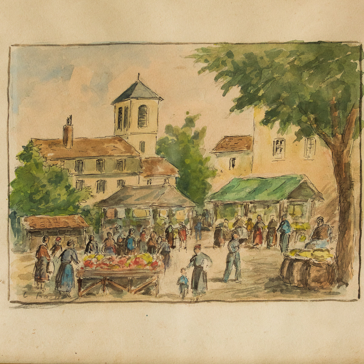 Aquarelle Le Marché Aux Fleurs