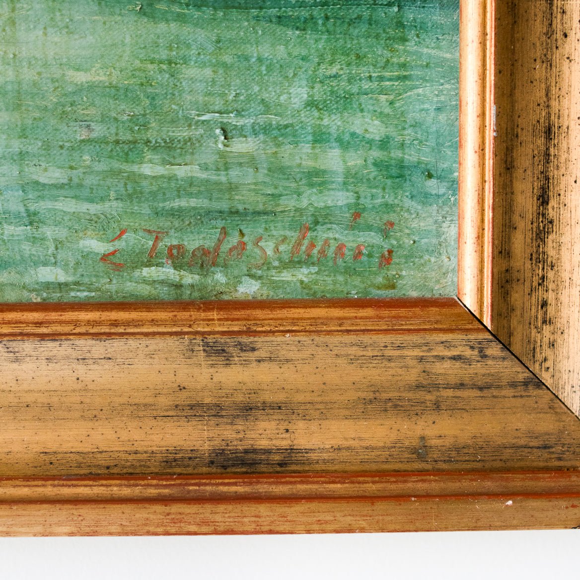 Paysage dans les tons verts, peinture à l'huile