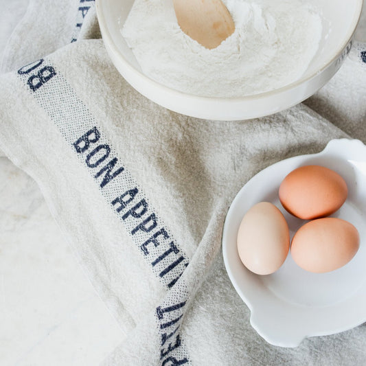 PAIRE DE TORCHONS DE CUISINE BON APPETIT | LIN ET NOIR