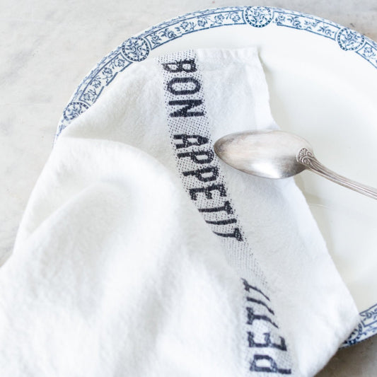PAIRE DE TORCHONS DE CUISINE BON APPETIT | BLANC ET NOIR