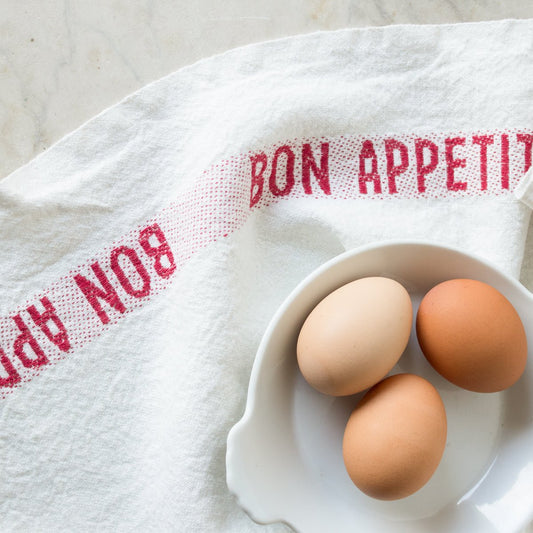 PAIRE DE TORCHONS DE CUISINE BON APPETIT | BLANC ET ROUGE
