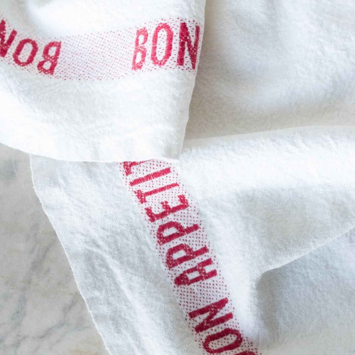 PAIRE DE TORCHONS DE CUISINE BON APPETIT | BLANC ET ROUGE