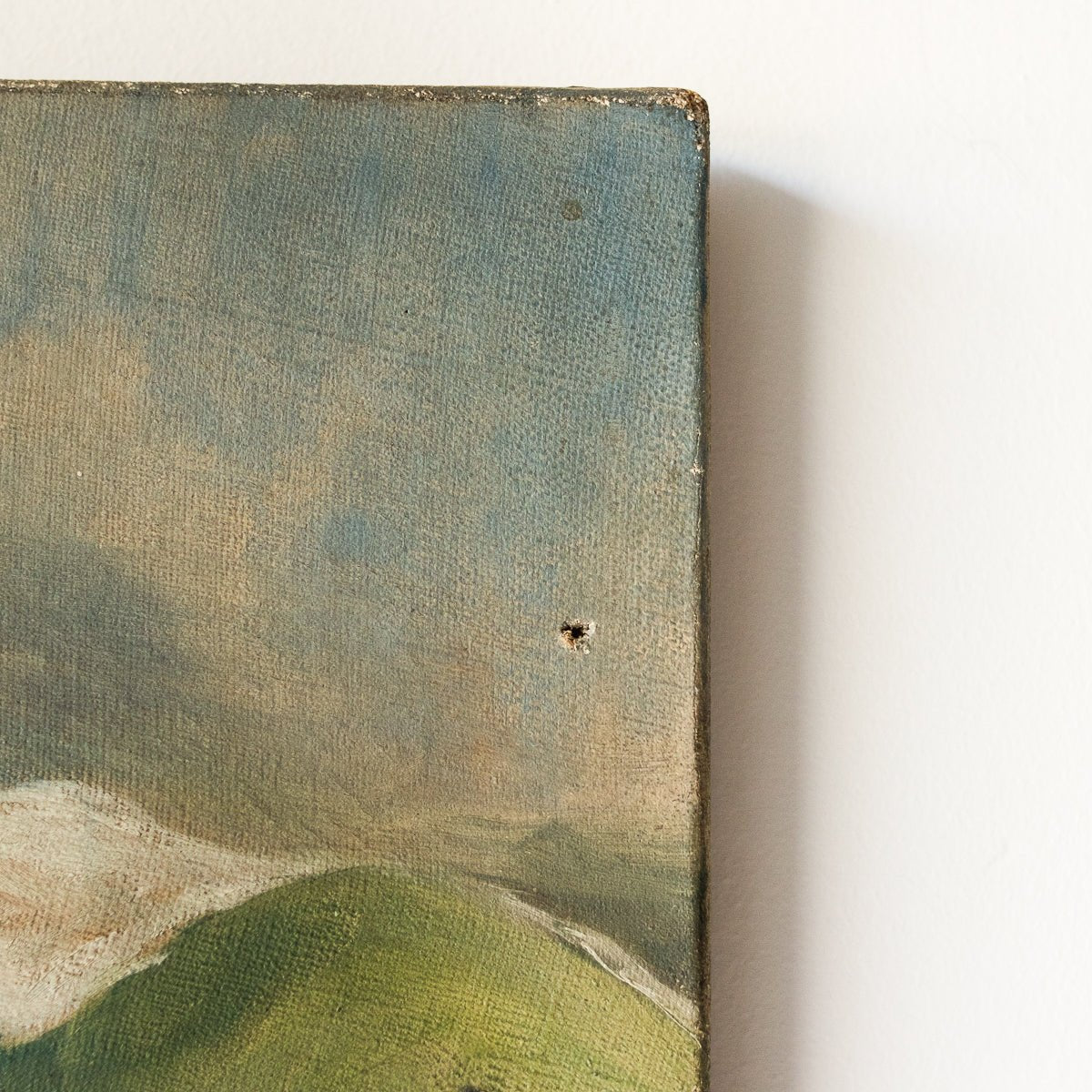 Paysage marin avec petit bateau, peinture à l'huile
