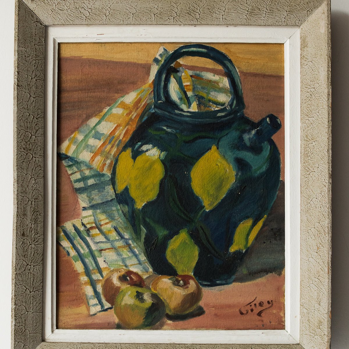 Nature morte aux pommes, peinture à l'huile