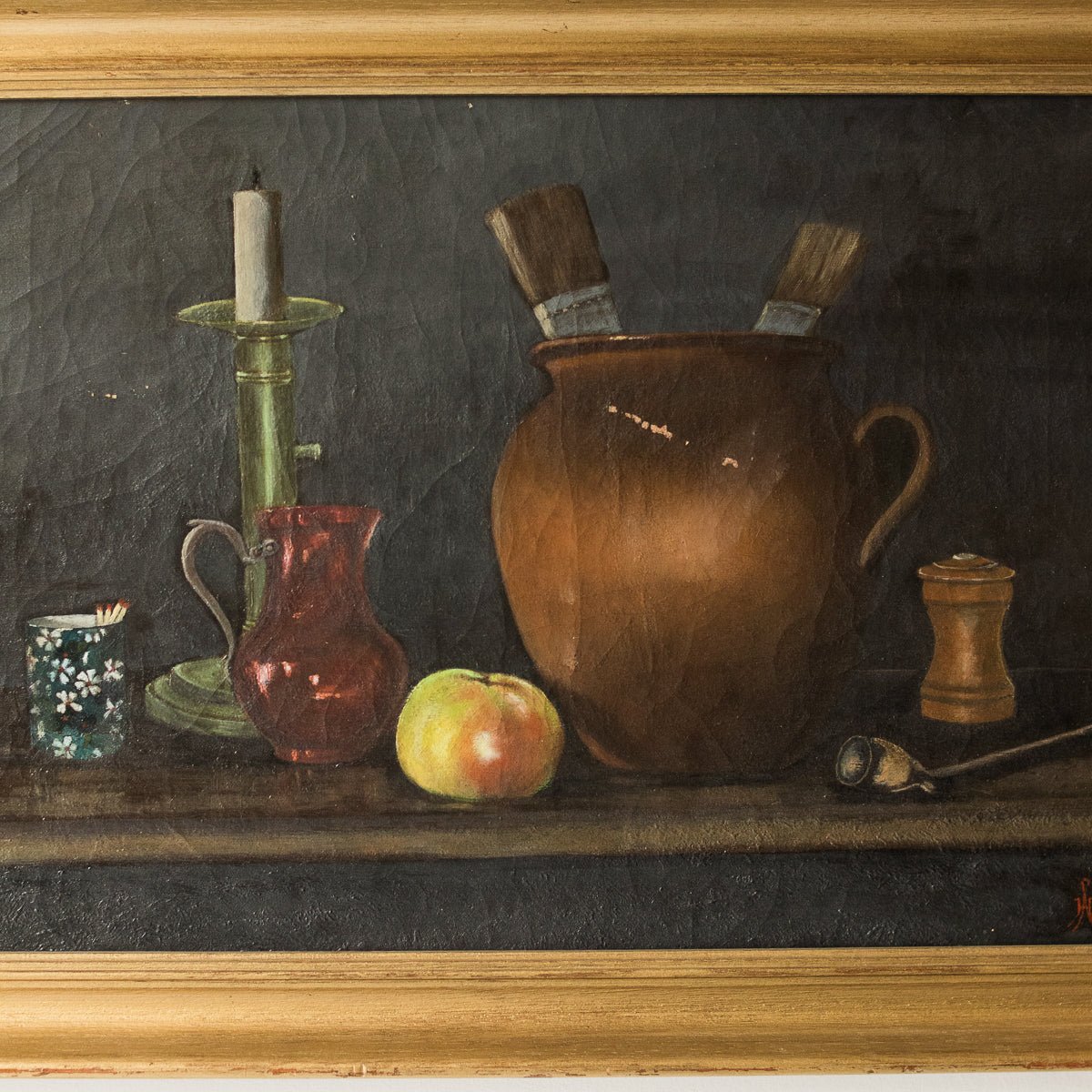 Nature morte à la lueur des bougies, peinture à l'huile