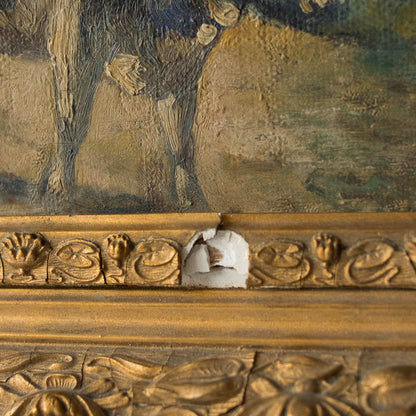 Paysage avec troupeau de vaches, peinture à l'huile
