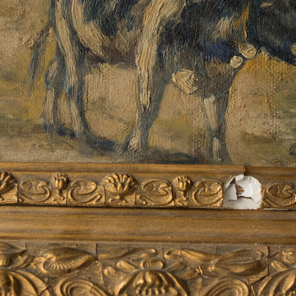 Paysage avec troupeau de vaches, peinture à l'huile
