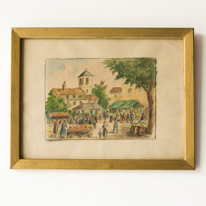 Aquarelle Le Marché Aux Fleurs
