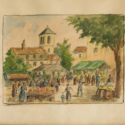 Aquarelle Le Marché Aux Fleurs