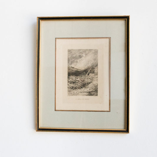 Gravure antique | Le Chêne Et Le Roseau