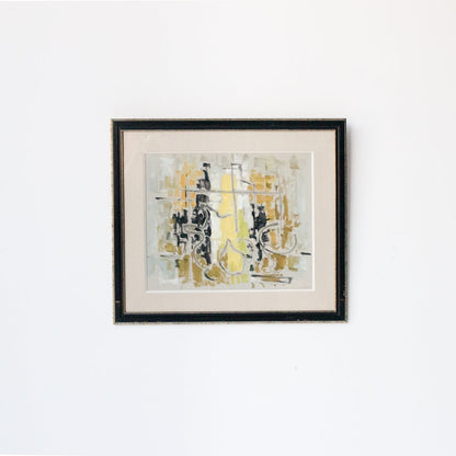 Peinture acrylique abstraite en jaune et noir