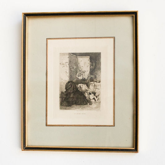 Gravure antique | La Jeune Veuve