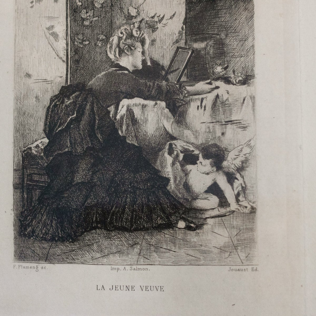 Gravure antique | La Jeune Veuve