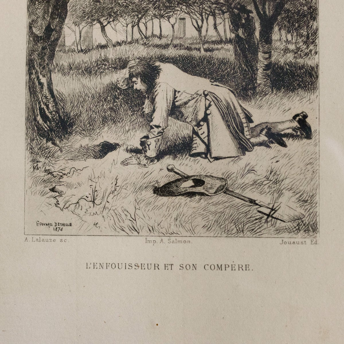 Gravure antique | L'Enfoussier Et Son Compère