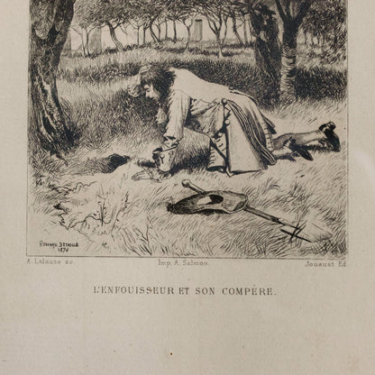 Gravure antique | L'Enfoussier Et Son Compère