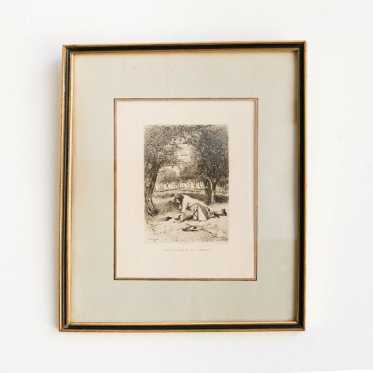 Gravure antique | L'Enfoussier Et Son Compère
