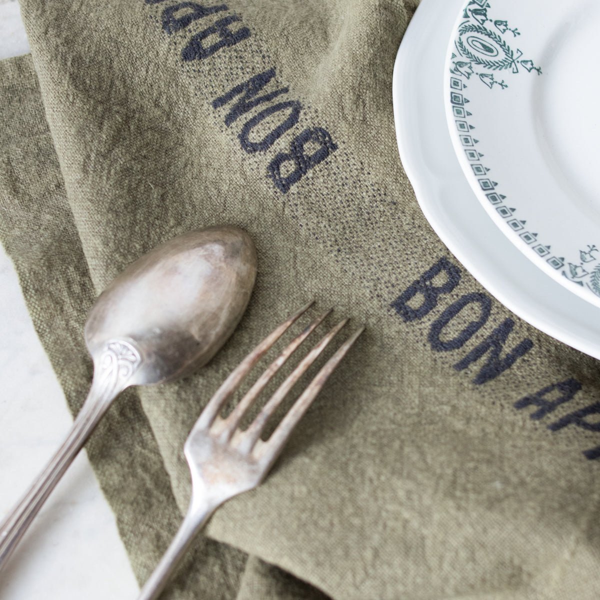 Lot de 4 serviettes Bon Appetit | Avocat et noir