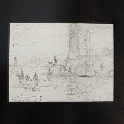 Dessin d'une scène portuaire | Pierre Pruvost