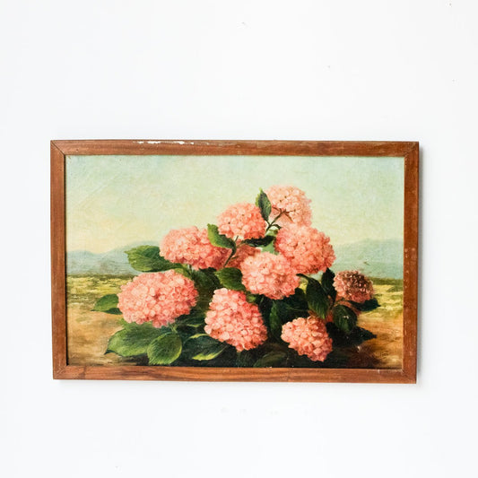 Nature morte florale avec hortensias, peinture à l'huile