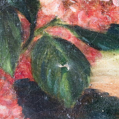 Nature morte florale avec hortensias, peinture à l'huile