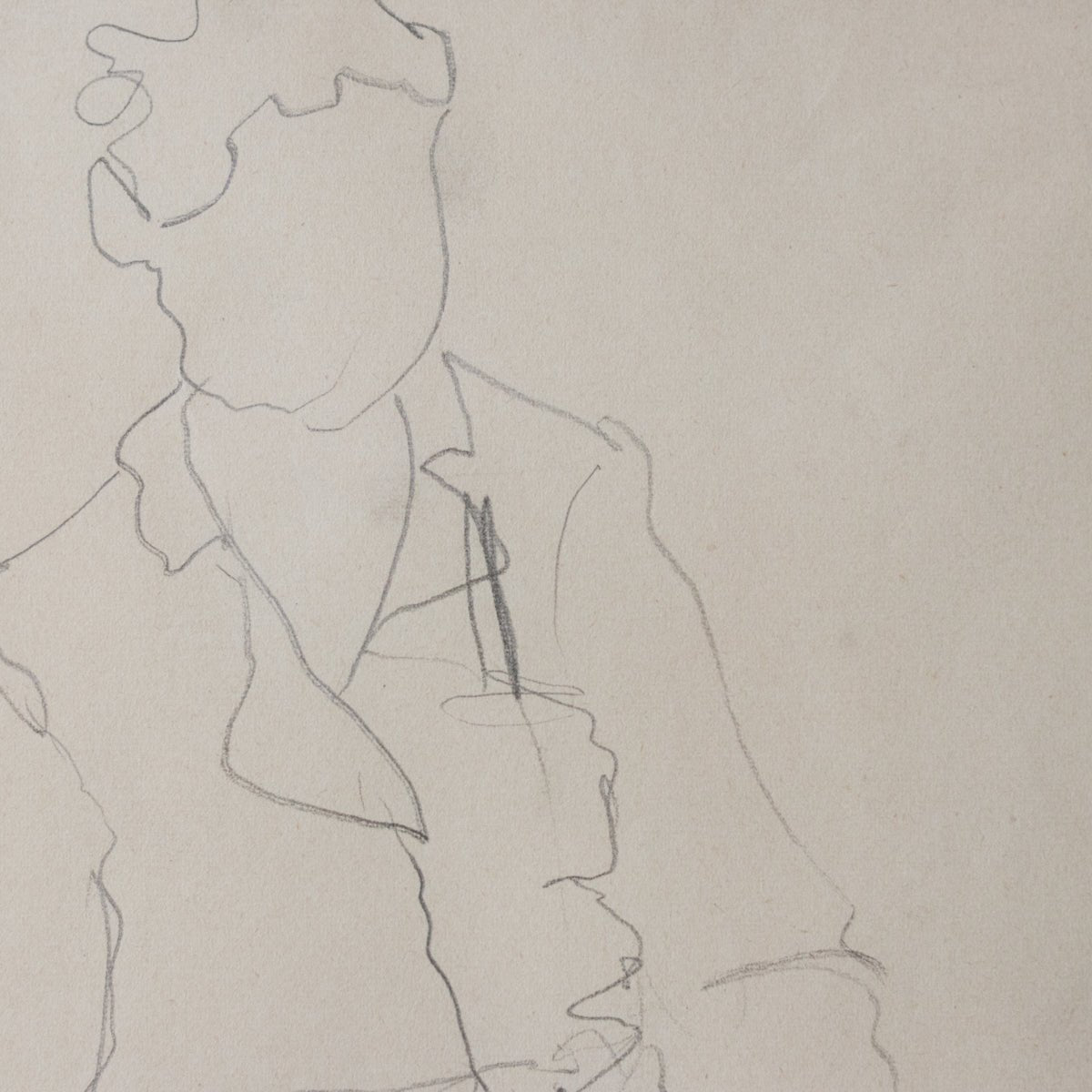 Dessin encadré : Homme aux mains jointes | Guy Aubert