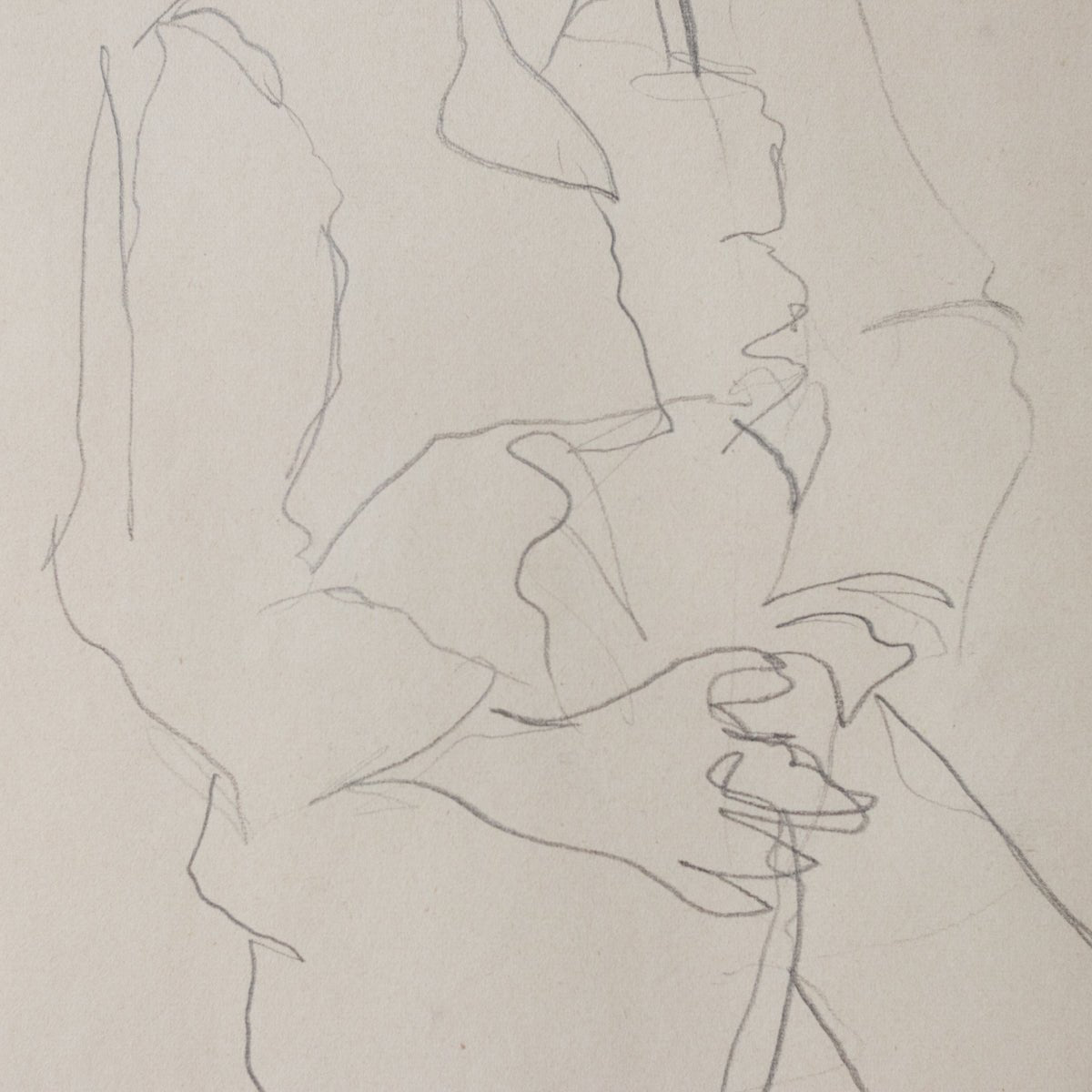 Dessin encadré : Homme aux mains jointes | Guy Aubert