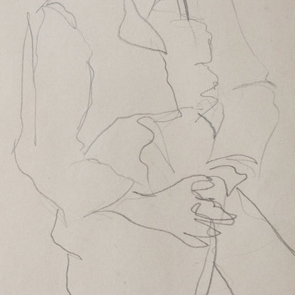 Dessin encadré : Homme aux mains jointes | Guy Aubert