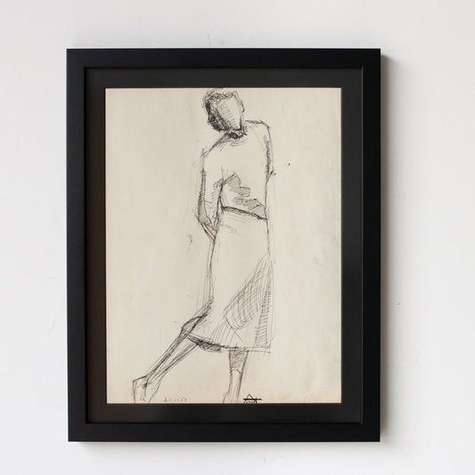 Dessin encadré représentant une femme en position détendue | Guy Aubert