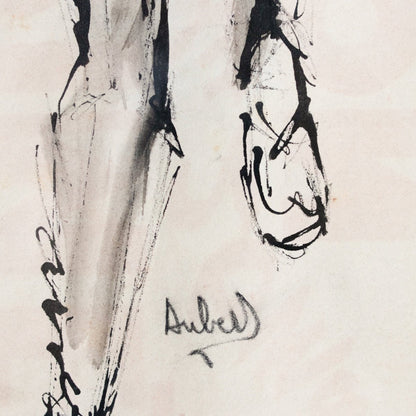 Aquarelle encadrée représentant un homme assis | Guy Aubert