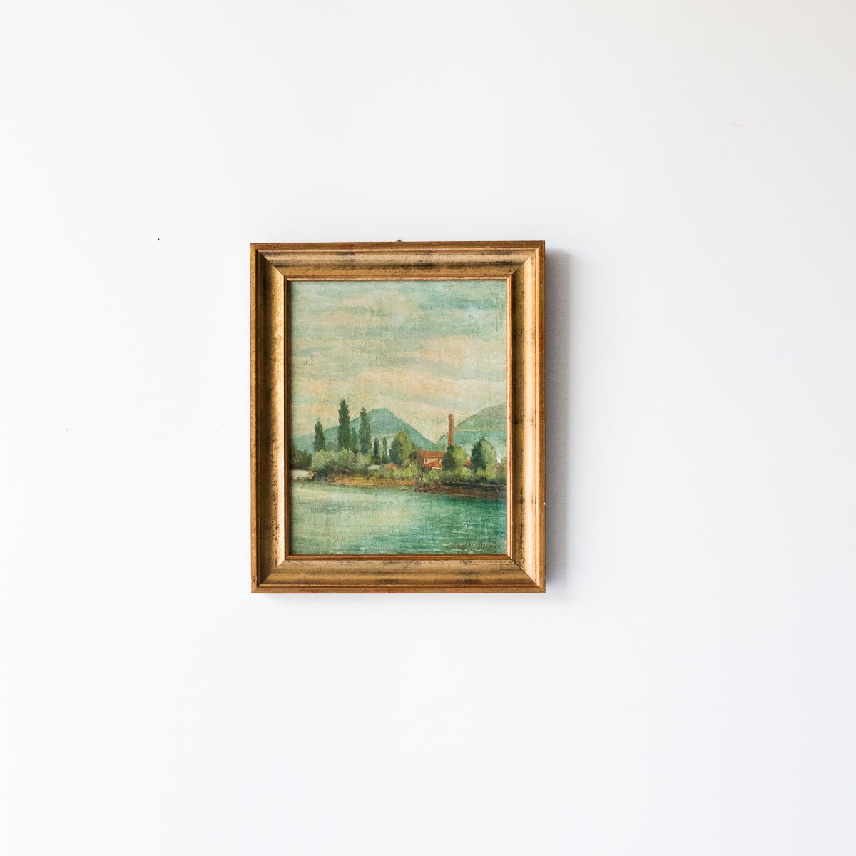 Paysage dans les tons verts, peinture à l'huile