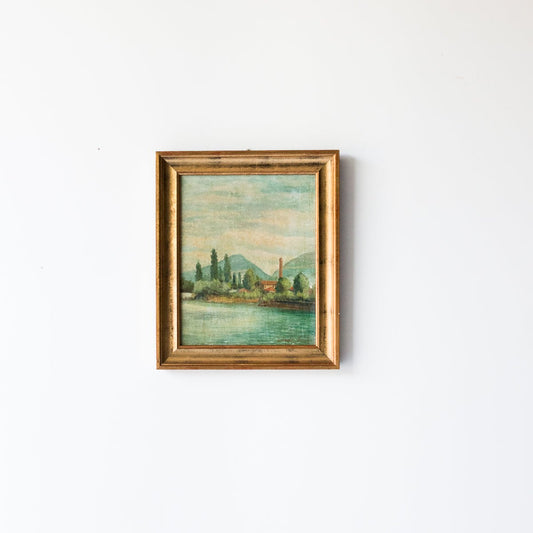 Paysage dans les tons verts, peinture à l'huile