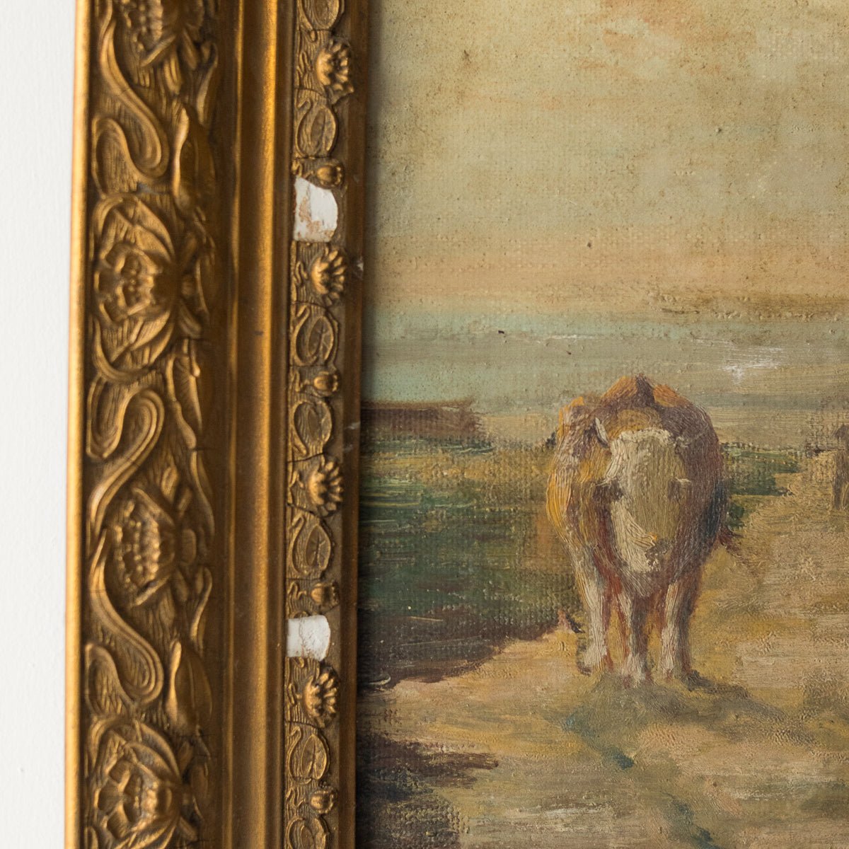 Paysage avec troupeau de vaches, peinture à l'huile