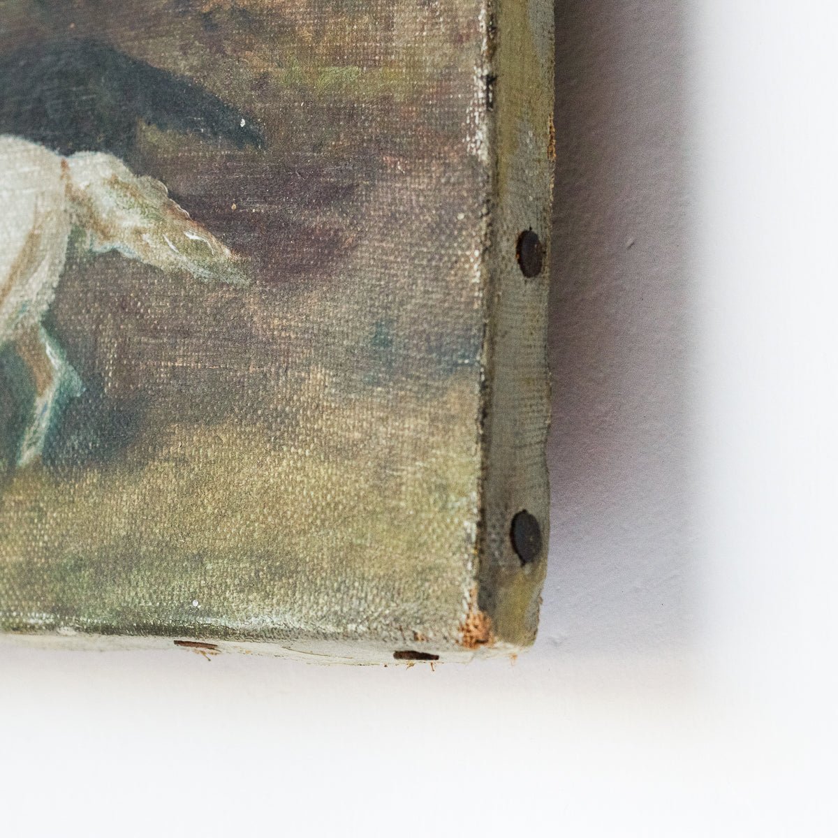 Paysage avec chien de chasse, peinture à l'huile