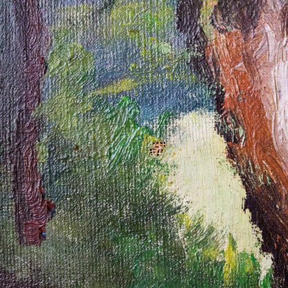 Paysage avec petits bateaux, peinture à l'huile
