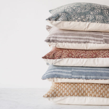Housse de coussin en lin imprimé | Boti Moutarde