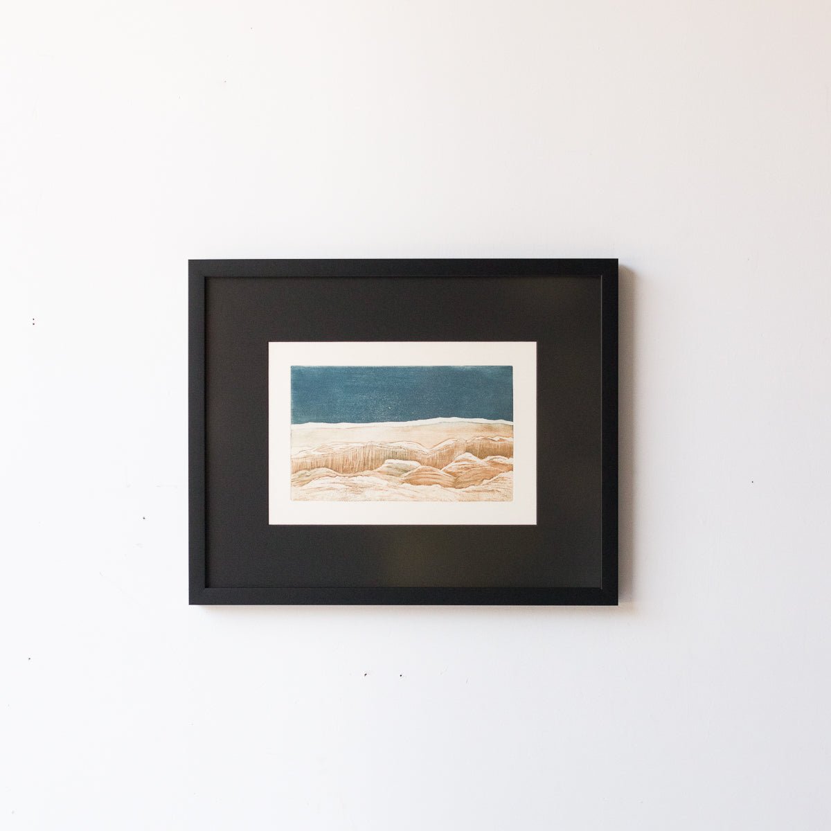 Lithographie avec paysage en couleur