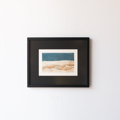 Lithographie avec paysage en couleur