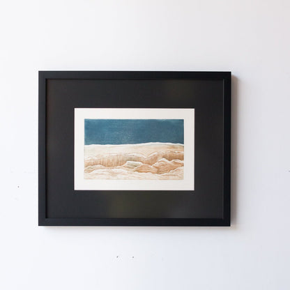 Lithographie avec paysage en couleur
