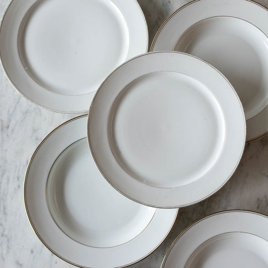 Service de 4 assiettes en porcelaine à bord doré, Not Your Grandma's Gold Rim