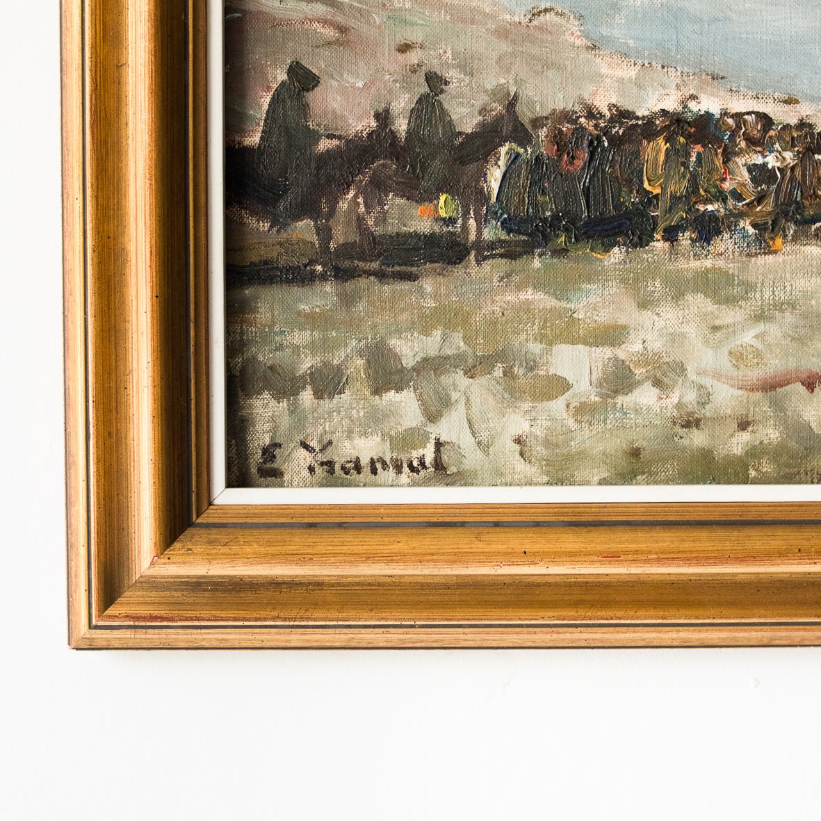 Peinture à l'huile représentant des hommes à cheval (peinture à l'huile de paysage)