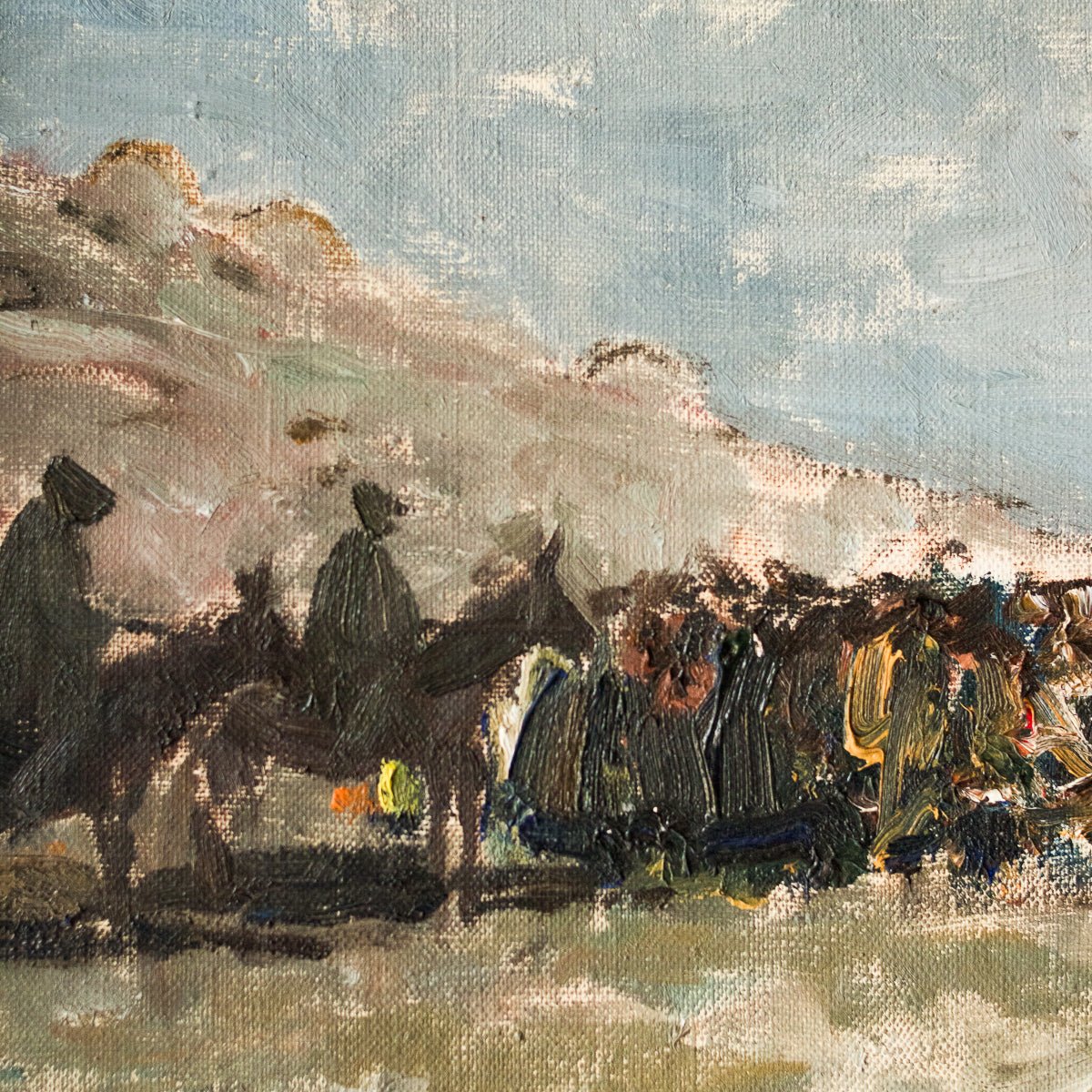 Peinture à l'huile représentant des hommes à cheval (peinture à l'huile de paysage)