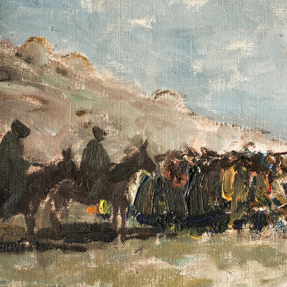 Peinture à l'huile représentant des hommes à cheval (peinture à l'huile de paysage)