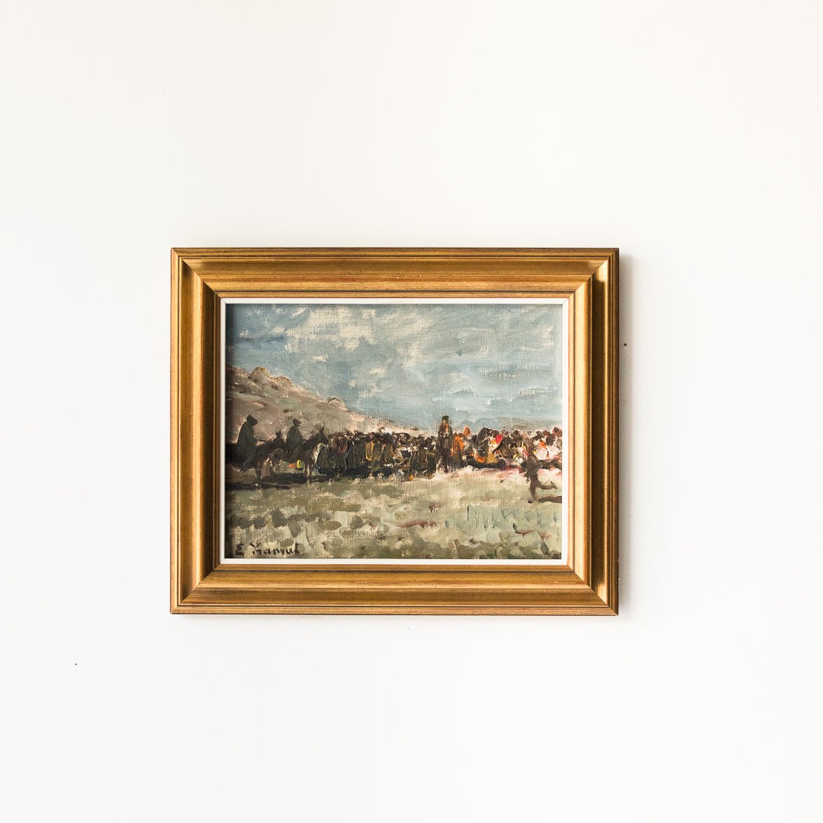 Peinture à l'huile représentant des hommes à cheval (peinture à l'huile de paysage)