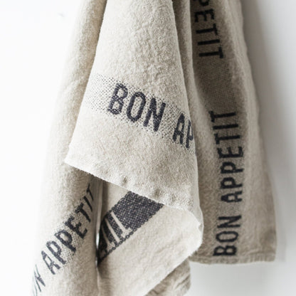 PAIRE DE TORCHONS DE CUISINE BON APPETIT | LIN ET NOIR