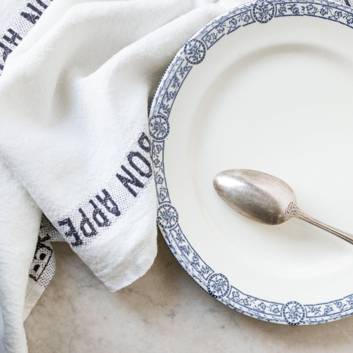 PAIRE DE TORCHONS DE CUISINE BON APPETIT | BLANC ET NOIR