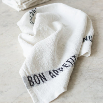 PAIRE DE TORCHONS DE CUISINE BON APPETIT | BLANC ET NOIR