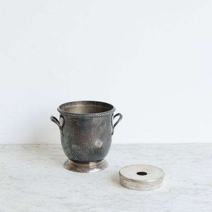 Petit seau à glace en argent avec paire de flûtes
