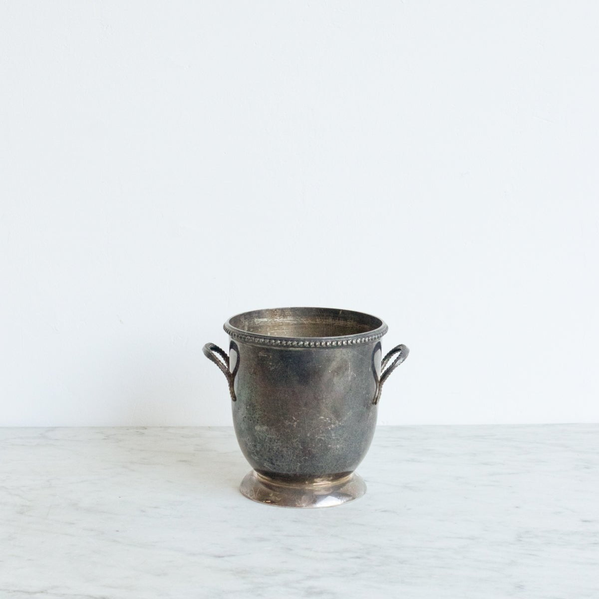 Petit seau à glace en argent avec paire de flûtes