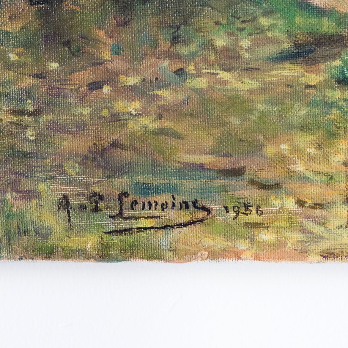 Paysage marin avec des arbres feuillus, peinture à l'huile