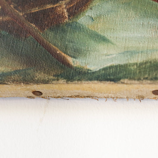 Paysage marin avec petit bateau, peinture à l'huile